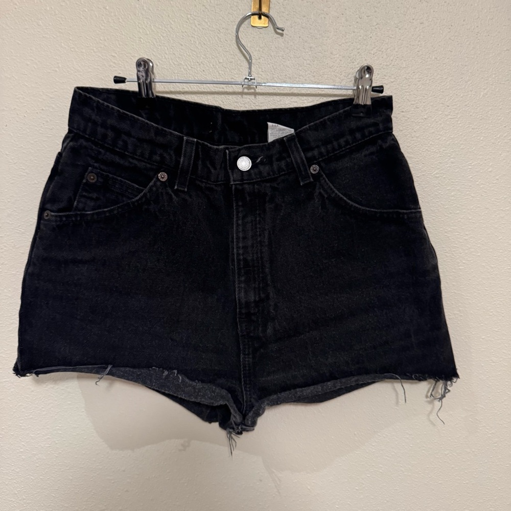Levi's Black High-Rise Cutoff Denim Shorts